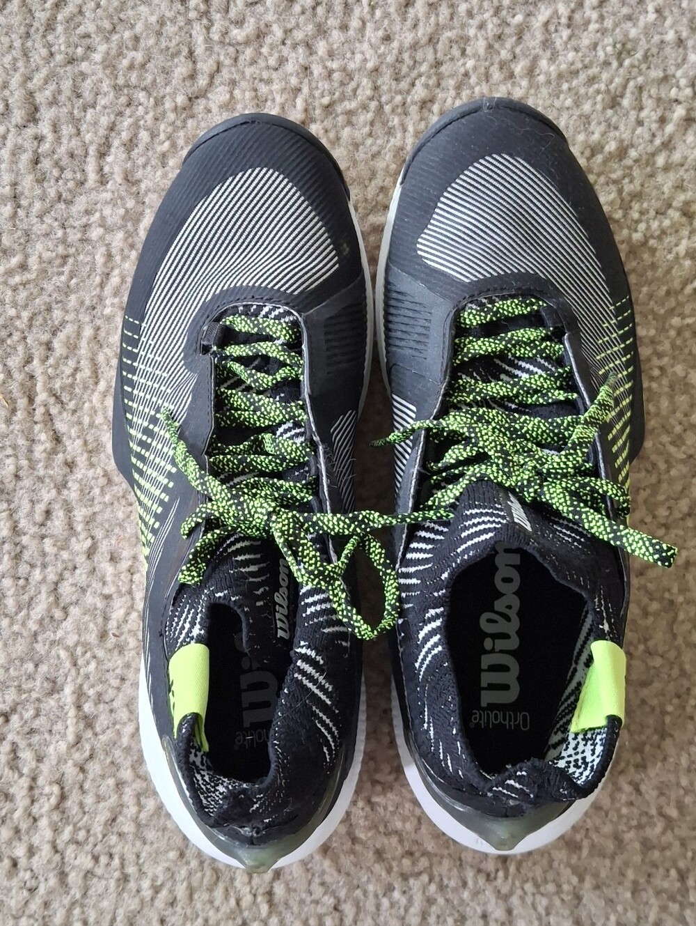 Wilson Kaos Rapids Black Tennis Shoes with Neon Green Accents
